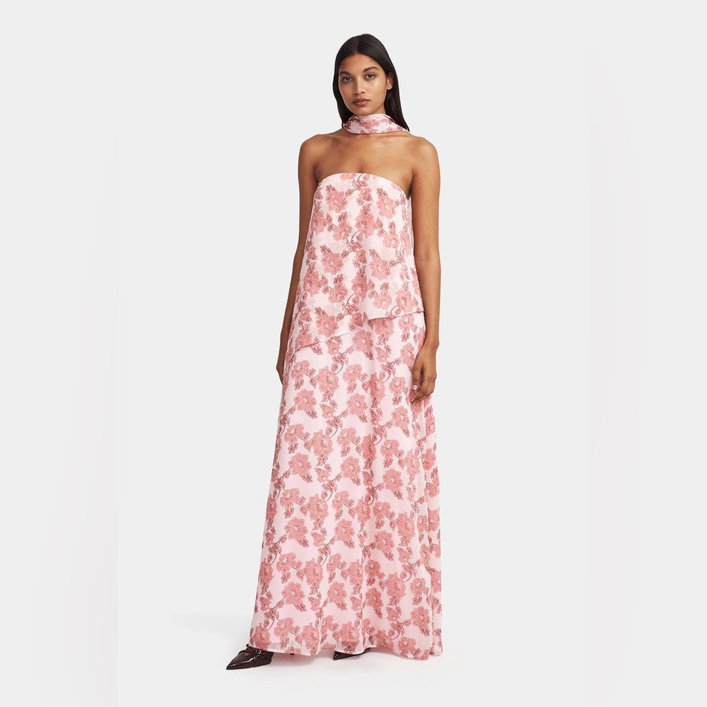 Elegant Strapless Floral Gown in Pink Hansen & Gretel Margot Orchid Bloom Dress